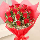 12 Red Roses Bunch with Zoomed View